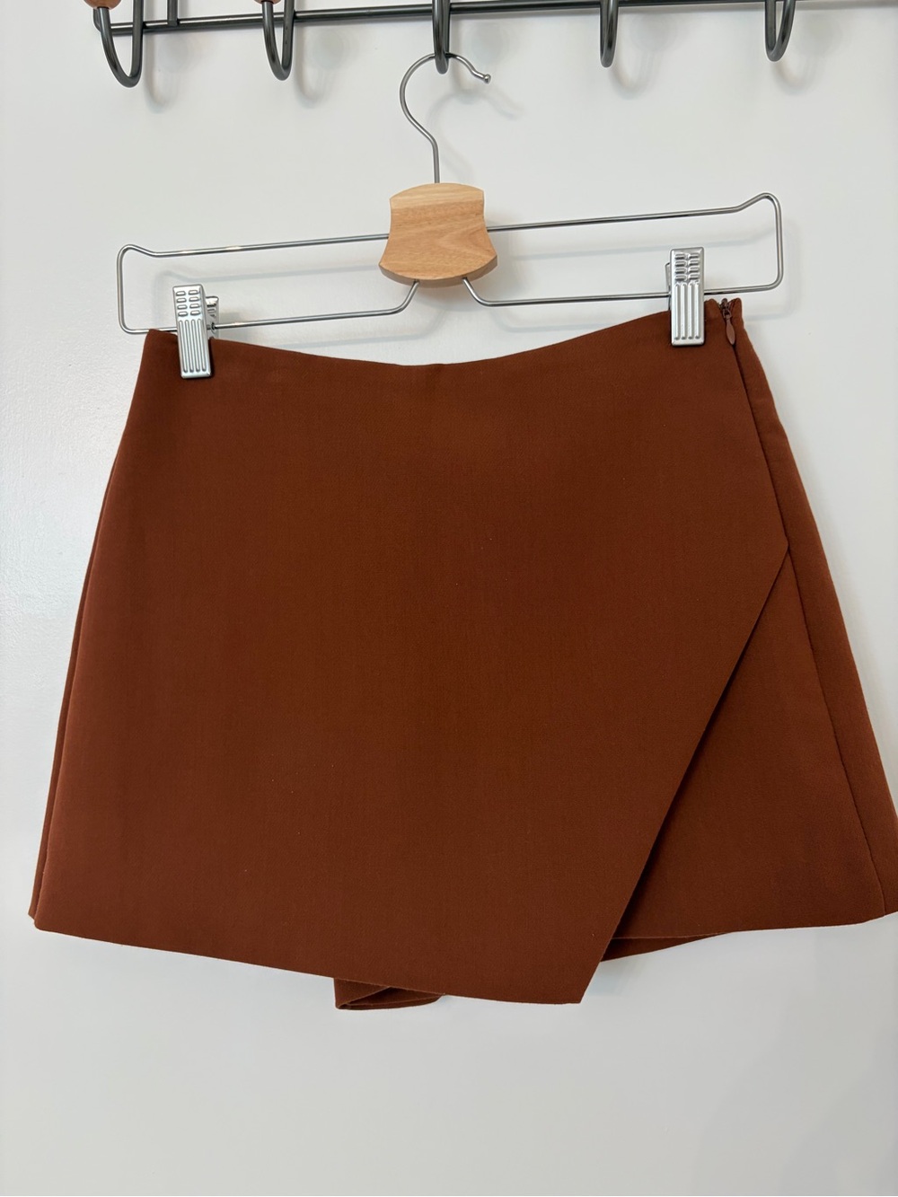 Zara Chocolate Brown Asymmetrical Mini Skort